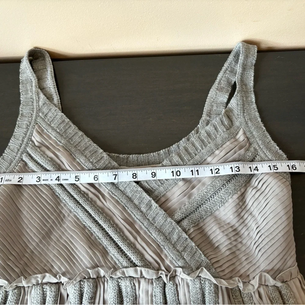 NWT Calvin Klein Sz S Y2K Knit Empire Tiered Chiffon Ruffle Midi Slip Dress - Picture 9 of 12